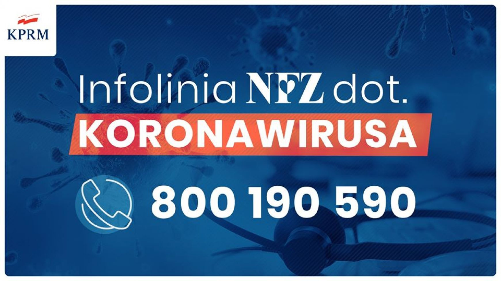 Plakat NFZ z numerem telefonu Infolinii Koronawirusa