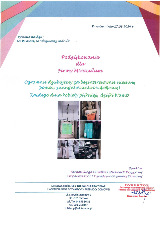 Ogromnie dziękujemy za bezinteresownie niesioną pomoc, zaangażowanie i współpracę. Każdego dnia kobiety pięknieją dzięki Wam